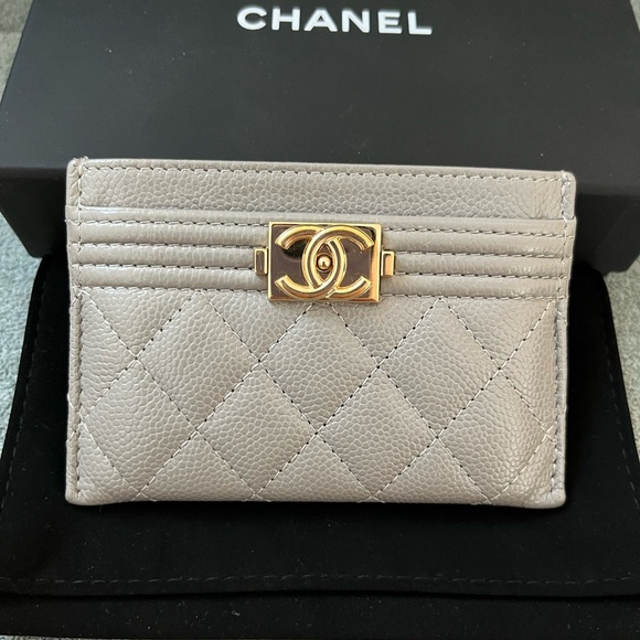 CHANEL Boy Card Case Wallet grey caviar leather - Picture 2 of 12
